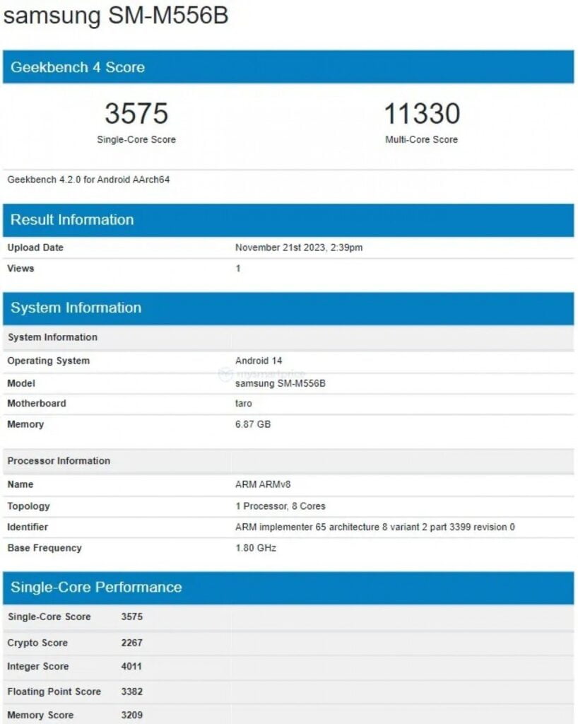Samsung Galaxy M55 Spotted on Geekbench with Snapdragon 7 Gen 1 1 Samsung Galaxy M55