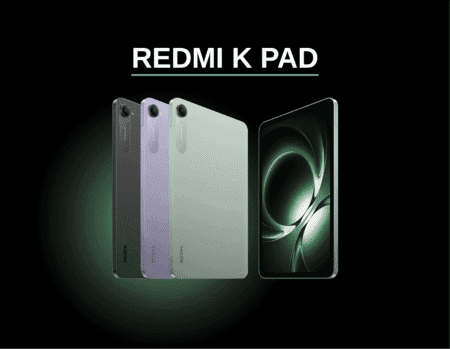 Xiaomi Pad Mini: Global Version of Redmi K Pad Product shot of the Redmi K Pad (Xiaomi Pad Mini) global version. Three tablets are displayed in black, light purple, and light green, alongside a larger image showcasing the tablet's screen.