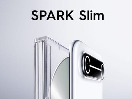 Tecno Spark Slim Launching on October 8, 2025, in the Philippines Image of the Tecno Spark Slim emphasizing its ultra-slim form factor and the design of its dual-camera arrangement.