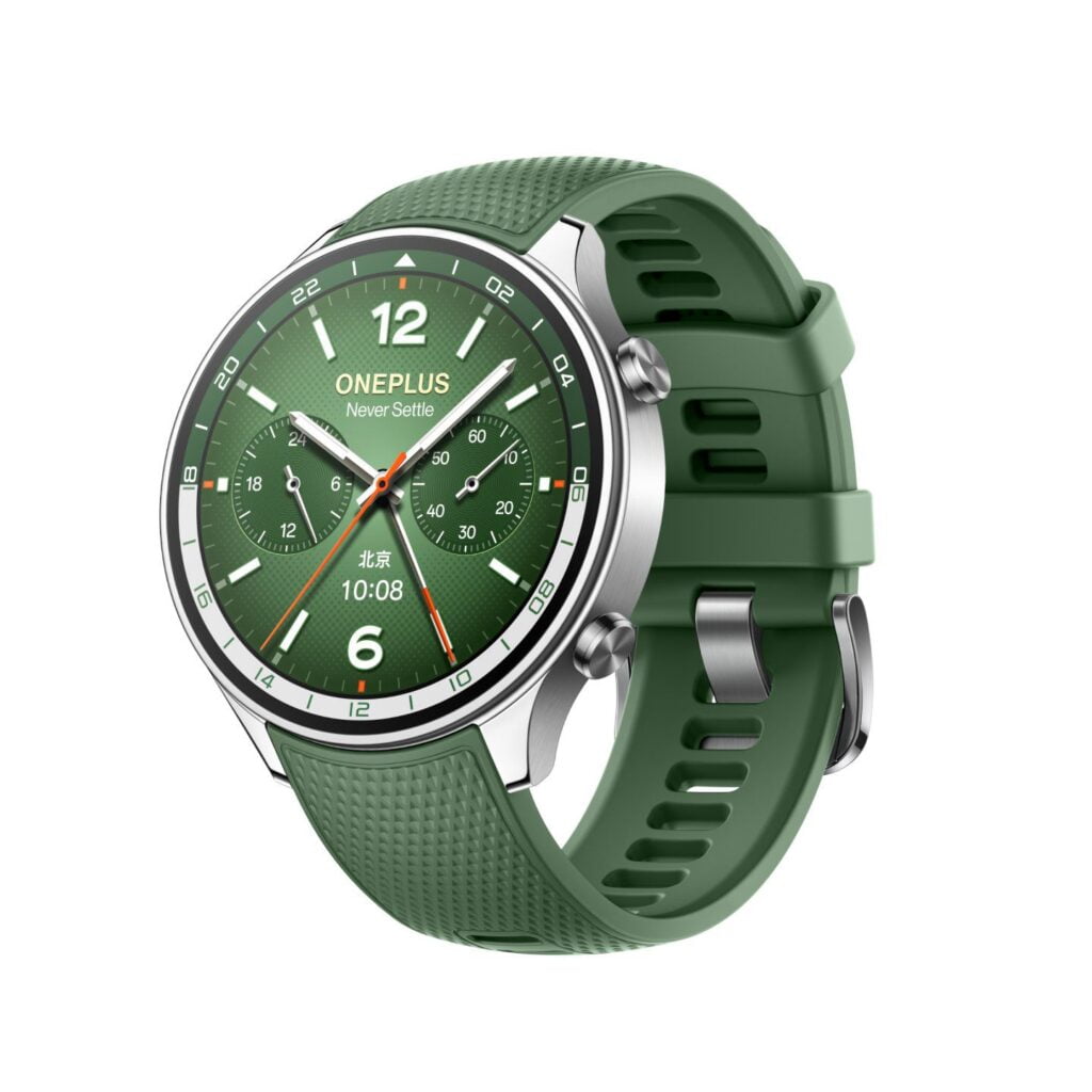 a smartwatch in color green which is the oneplus watch 2r