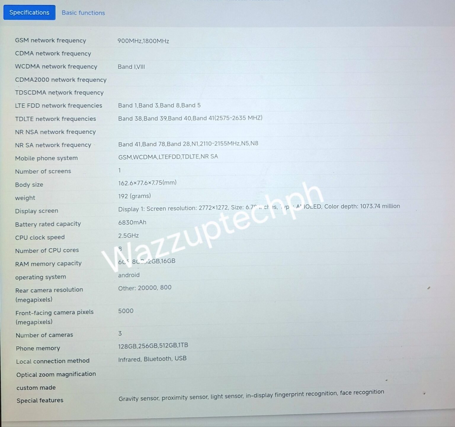 Realme 16 series TENAA certification image: detailed specifications including display resolution, battery capacity, camera megapixels, and network compatibility bands.