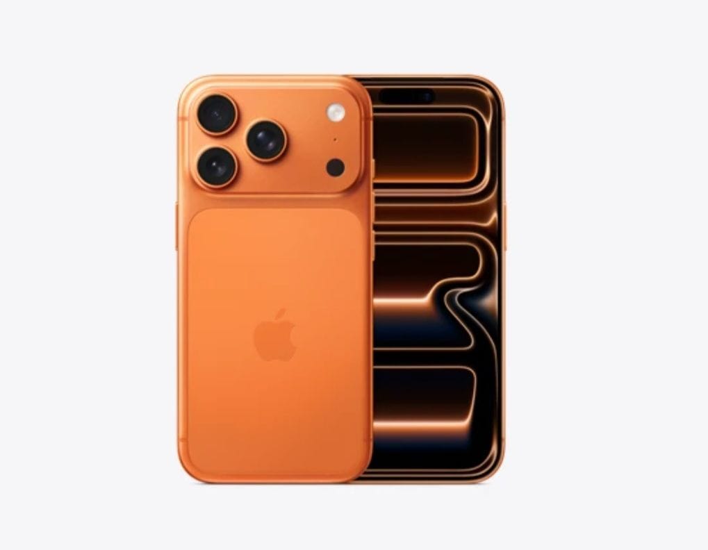 iPhone 17 Pro Price in the Philippines Starts at ₱79,990 and Features Triple 48MP Camera 1 Close-up of the back of an orange iPhone 17 Pro, showcasing the triple-lens camera system and Apple logo.