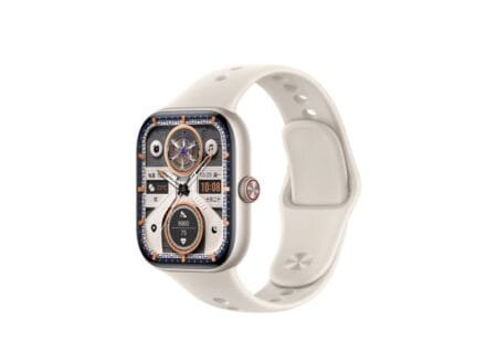 iQOO Watch GT 2 Launches in China with Extended Battery Life and Dual Connectivity Options Close-up of the iQOO Watch GT 2, showcasing its intricate watch face design with a blend of digital and analog elements, set against a light-colored band.
