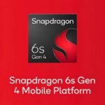 Snapdragon 6s Gen 4: Antutu Benchmark Score 4 Red background with the Snapdragon 6 Gen 4 Mobile Platform logo. The logo is a black square with "Snapdragon" in white text at the top, "6" and "Gen 4" in white on the left, and a stylized red "S" on the right. The text "Snapdragon 6s Gen 4 Mobile Platform" is written in white at the bottom of the image.