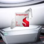 Infinix Mobile Spotted on Geekbench with Snapdragon 7s Gen 4 2 Promotional image showcasing the Snapdragon 7 Gen 4 chipset. An Infinix smartphone (possibly the X6878) is subtly displayed in the background, suggesting its use of the chipset.