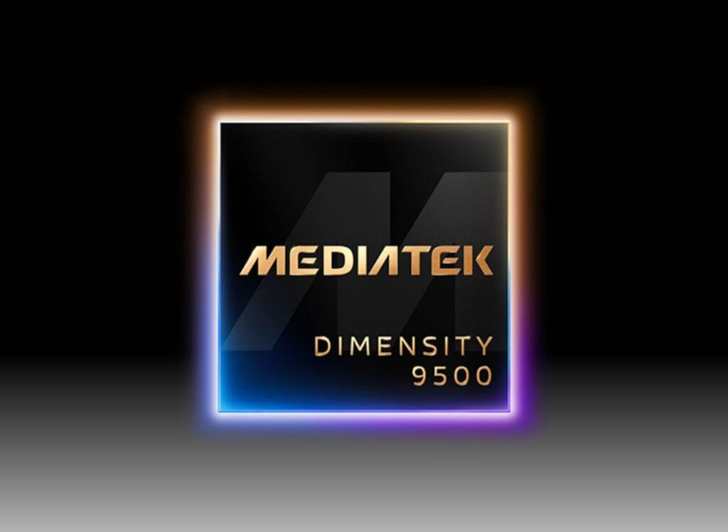 MediaTek Dimensity 9500: Performance, AI, Power Efficiency, and AnTuTu Score Image of the MediaTek Dimensity 9500 chip, featuring the MediaTek logo and 'Dimensity 9500' text, surrounded by a glowing border.