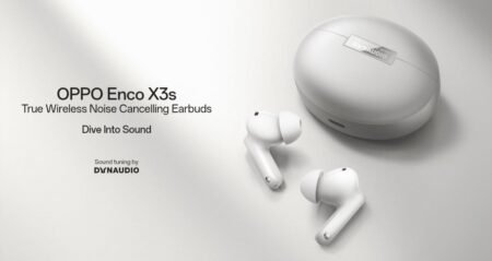 Oppo Enco X3s Features Dual Drivers, Dual DACs, and Spatial Audio for ₱6,999 Image of OPPO Enco X3s true wireless noise-canceling earbuds and charging case. Text reads 'Dive Into Sound' and 'Sound tuning by DYNAUDIO.
