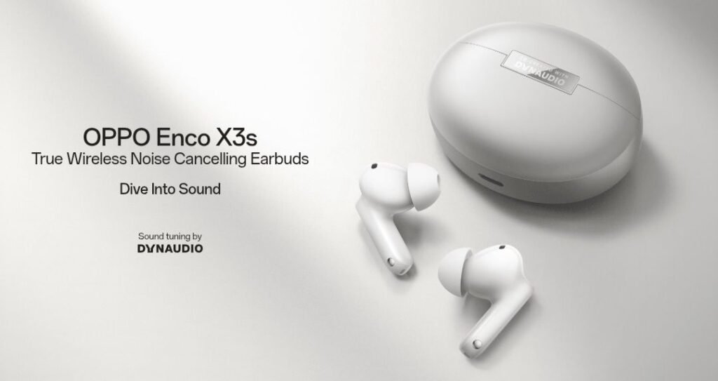 Oppo Enco X3s Features Dual Drivers, Dual DACs, and Spatial Audio for ₱6,999 1 Image of OPPO Enco X3s true wireless noise-canceling earbuds and charging case. Text reads 'Dive Into Sound' and 'Sound tuning by DYNAUDIO.