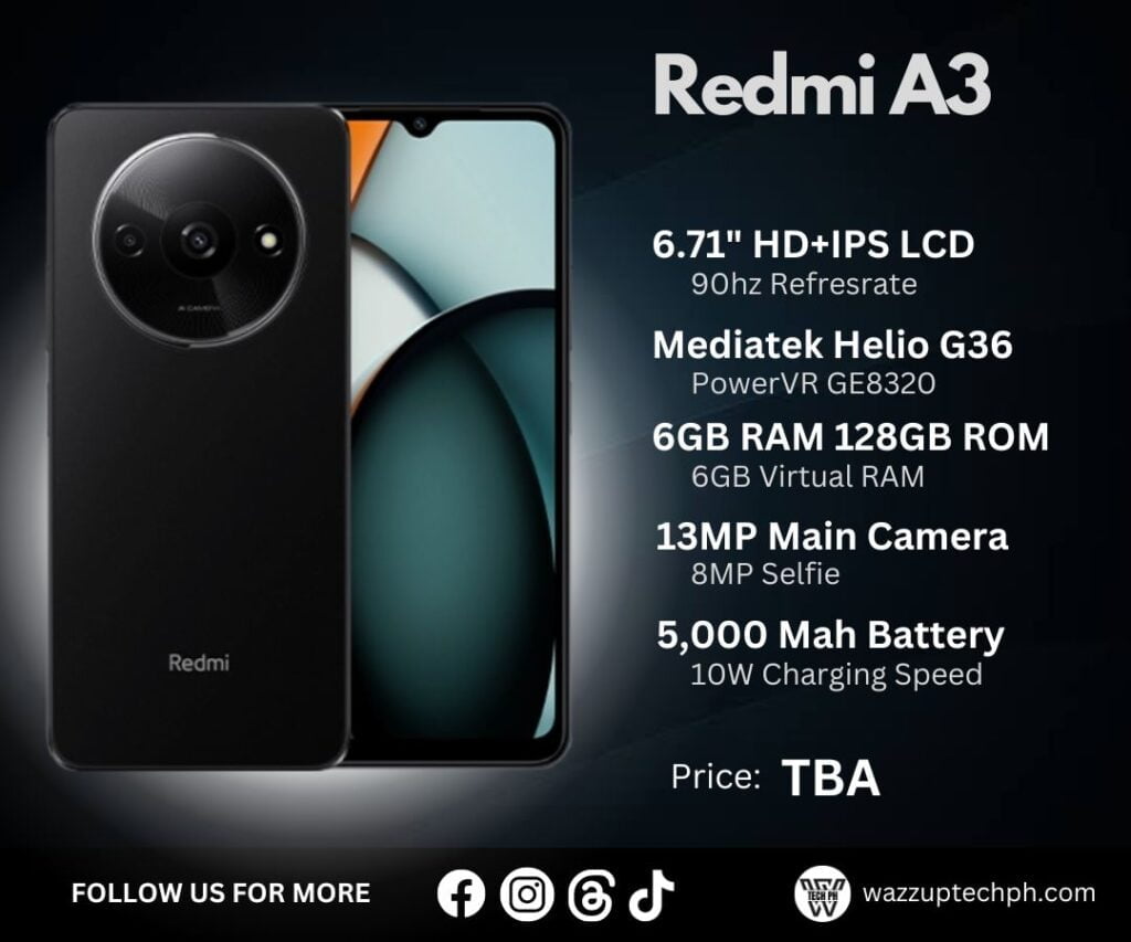 Redmi A3: Here's what we know! specifications revealed 1 Redmi A3 showing key specifications