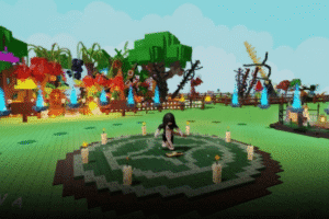 Image from Grow a Garden's Halloween update, Ghoul Garden Part 3, showing the Harvest Reaper event and spooky crops.