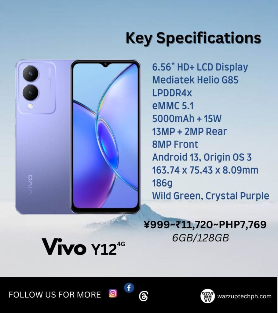 Vivo Y12 Launched with Mediatek Helio G85 and 5,000mAh Battery 1 Vivo Y12 2023