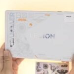 Back view of the Lenovo Legion Y700 (2026) AI Tablet Pandaer Edition in white, showing the Legion logo, gaming graphics, and 50MP rear camera module.