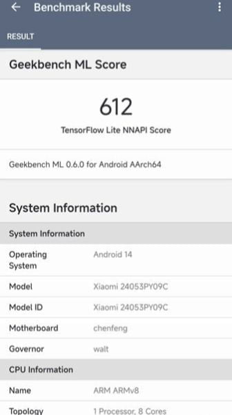 geekbench ml score of snapdragon 8s gen 3