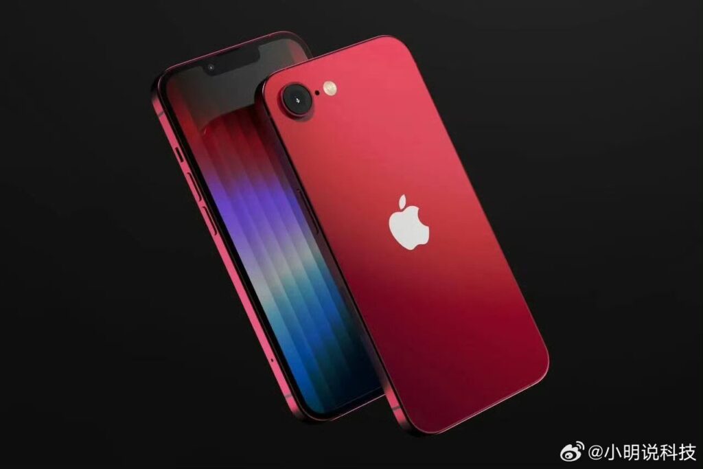 iphone se4 in color red variant, showing the back panel with single camera.