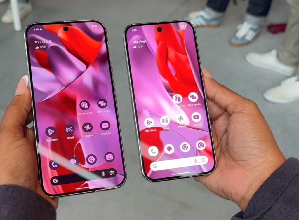 Google Pixel 9 Series Features, Specs and Price 3 a person holding the two smartphone google pixel 9 series with same wallpaper