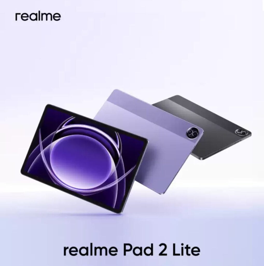 a tablet realme pad 2 lite key features with circular camera module and stunning violet display