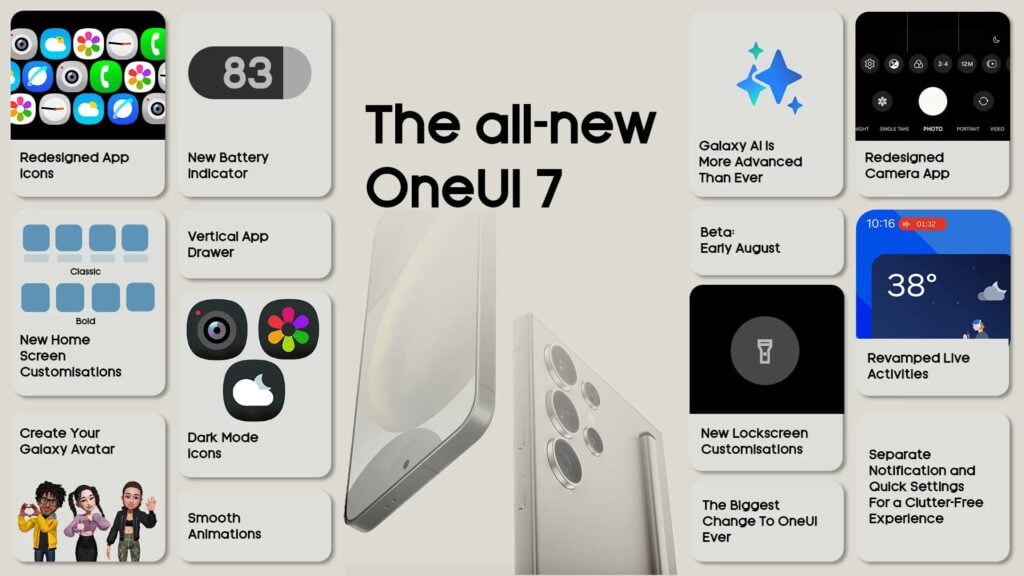 a user interface of oneui 7.1 in samsung galaxy s25 ultra