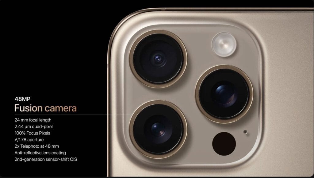 Unveiling the Power: Sony IMX Sensors in the iPhone 16 Pro & Pro Max 2 a smartphone triple camera sensor of the iphone 16 pro max with 48MP Sony IMX 906
