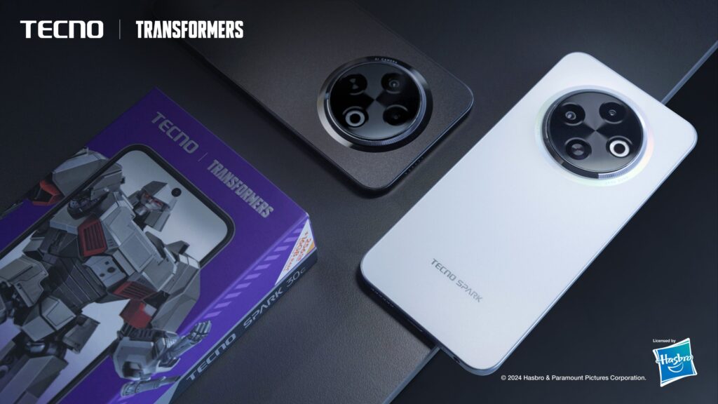 a smartphones with box of tecno spark 30 series transformers edition