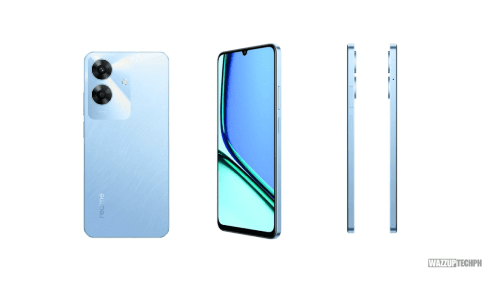 a dimensions of a smartphone realme note 60 4g in different angles