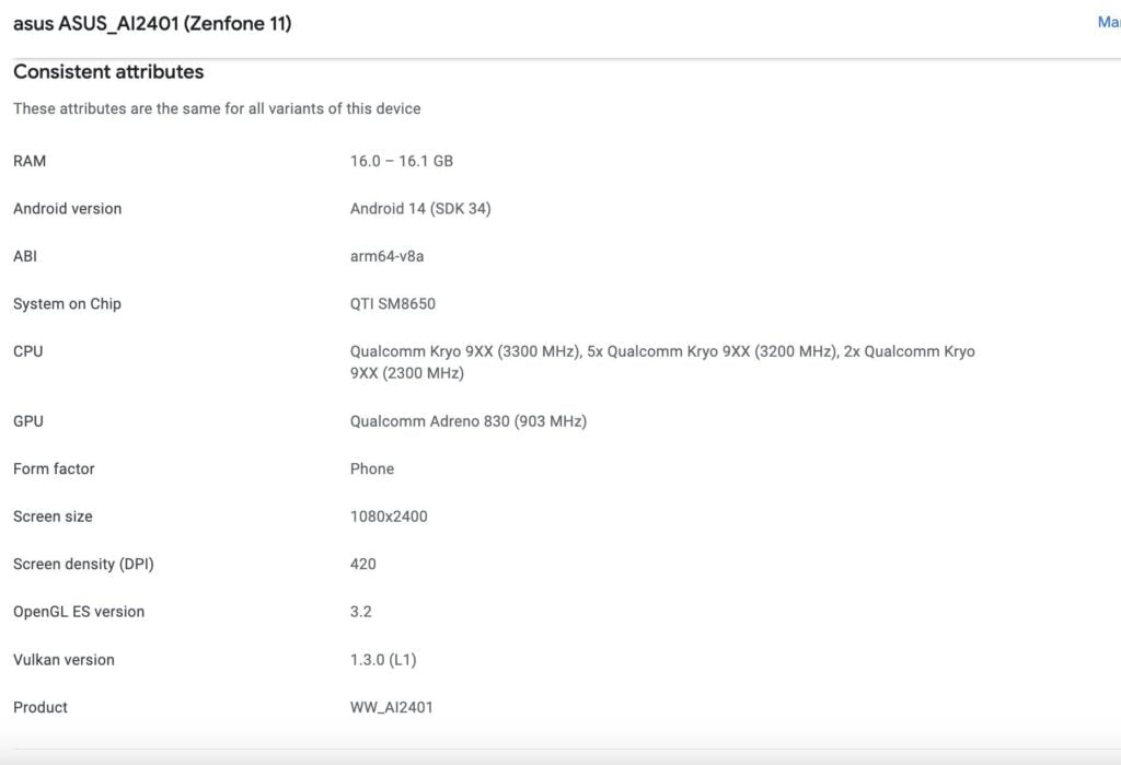 ASUS Zenfone 11: Release Date, Specs, and Price in the Philippines 1 ASUS Zenfone 11 Google Play Console revealed the specs.
