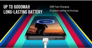 a phone with massive 6000 mah battery and 33w fast charging