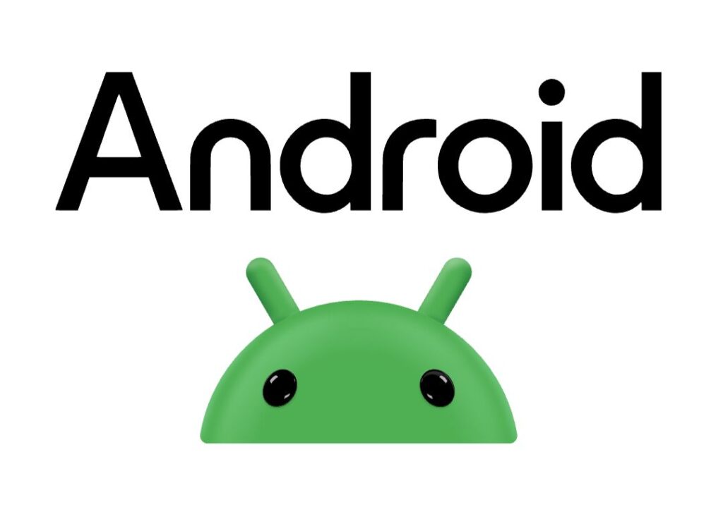 a logo of Android 16 with two black eyes and color green head indicating Android label on the top.