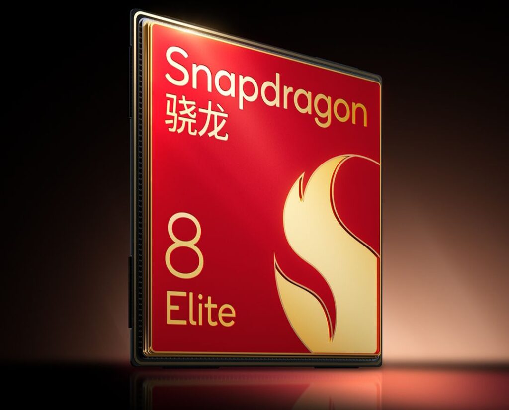 a chipset snapdragon 8 elite (extreme edition) with color red and yellow scheme