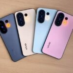 Vivo S50 Pro Mini Leak: Snapdragon 8 Gen 5 Speculated 2 Four Vivo S50 Pro Mini phones in blue, cream, light blue, and pink.