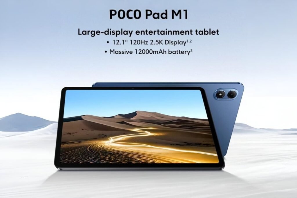 POCO Pad M1: Bigger screen, more entertainment. Features a 12.1" 120Hz 2.5K display with Dolby Vision and TÜV Rheinland eye-care certification.