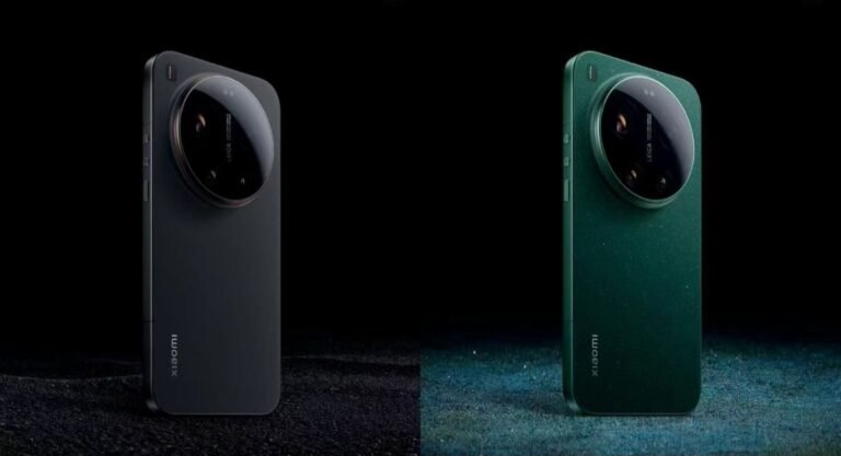 Image of the Xiaomi 17 Ultra smartphone in two colors: a matte black and a textured green, highlighting the large circular Leica camera module.