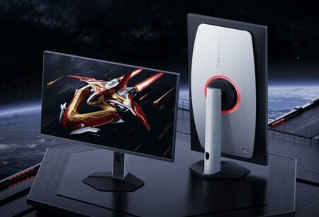 Xiaomi Mini LED G Pro 27Qi (2026) Launched in Australia, Starting at 699 AUD Xiaomi Mini LED G Pro 27Qi (2026) gaming monitor: front view shows vivid mecha-themed gameplay on 27-inch 2K 180Hz Fast IPS display; rear view features sleek white chassis with red accent lighting, "Xiaomi" and "Mini LED" branding, paired with minimalist stand. Boasts 2000nits brightness, 1152 local dimming zones, HDR1000 support, and versatile connectivity.