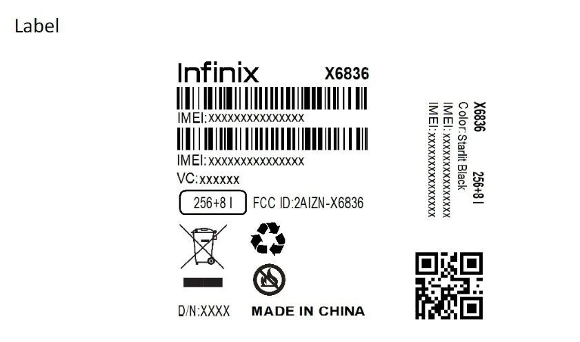 Infinix Hot 40 label