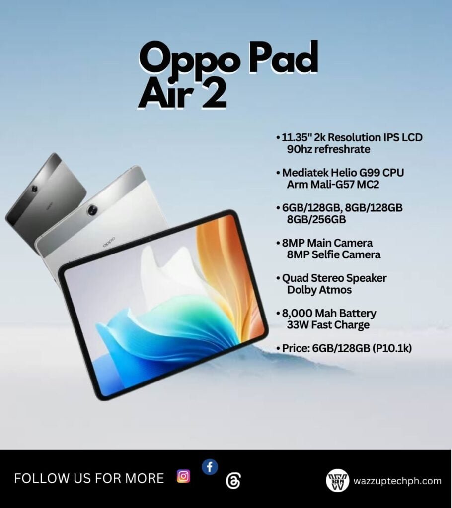 Oppo Pad Air 2 Launched with Helio G99, and 8,000 mAh Battery