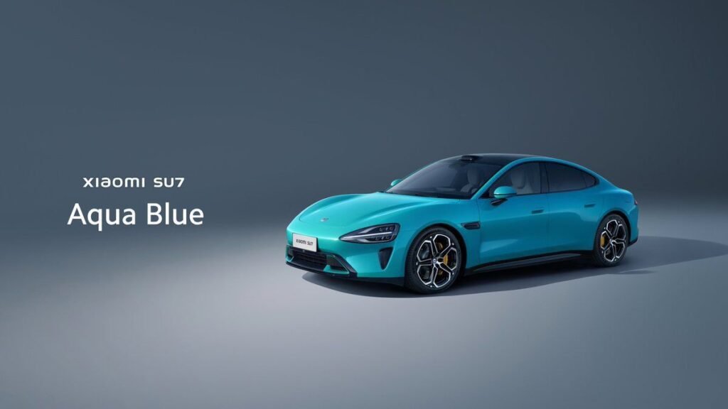 Xiaomi Launches Its First Electric Car: The SU7 Powered by HyperOS 2 Xiaomi SU7 aqua blue