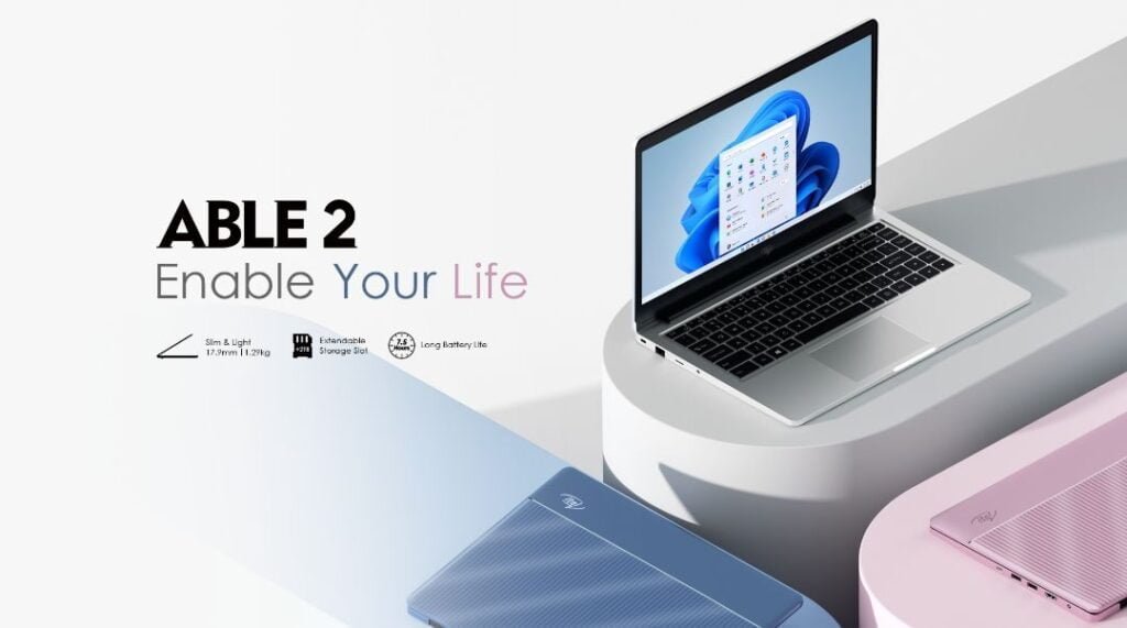 itel ABLE 2 Laptop showing 3 color variants