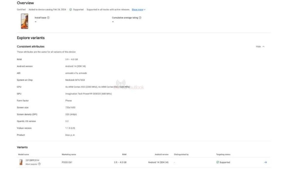 POCO C61 appears on google play console 2 Poco C61 appears in google play console.