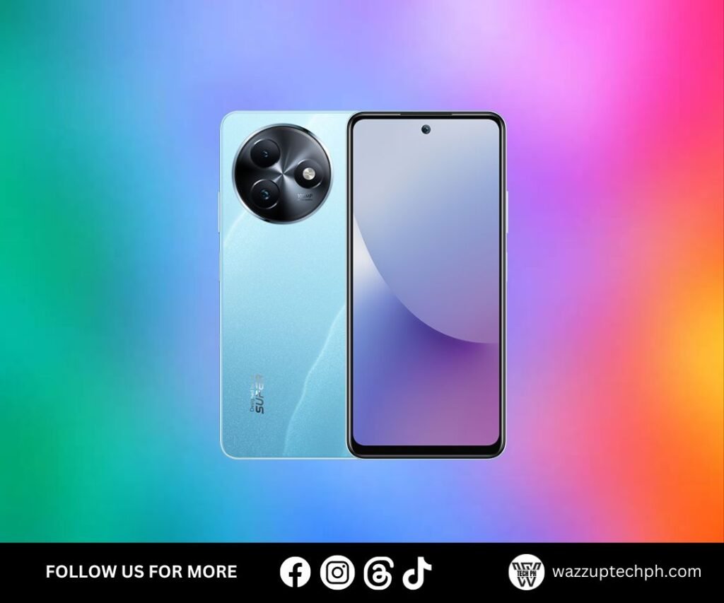iTel S24 with Ultra Clear 108MP Samsung HM6 Camera Sleek smartphone with a dynamic camera design on a vibrant, colorful gradient background.