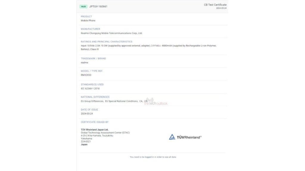 Realme Note 60 specs spotted on BIS, SIRIM and TüV Rheinland Certifications 4 realme note 60 tüv rheinland japan certifications