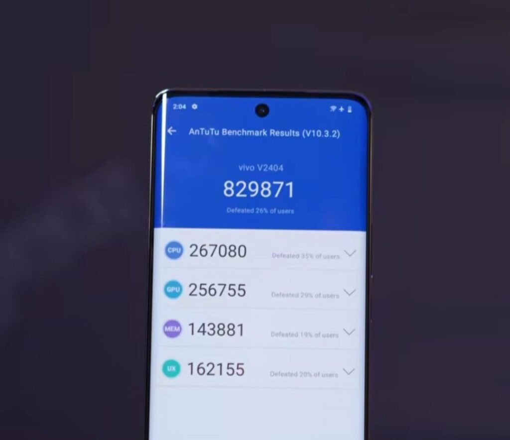 a smartphone vivo t3 pro antutu bench mark