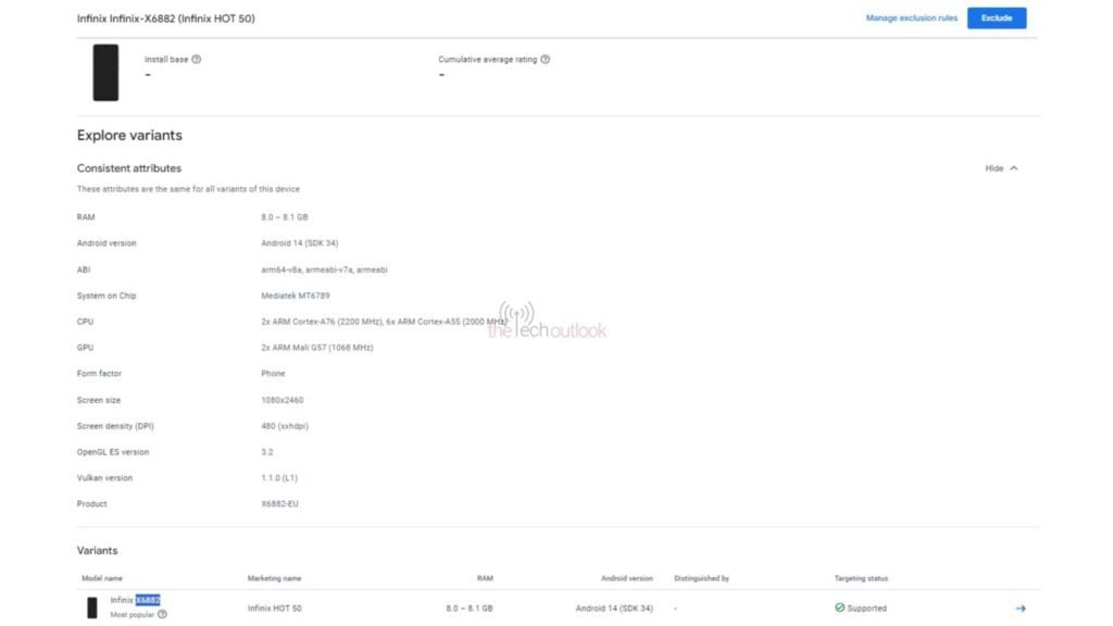 Infinix Hot 50 Spotted on Several Certifications 2 a certification of infinix hot 50 in googleplay console