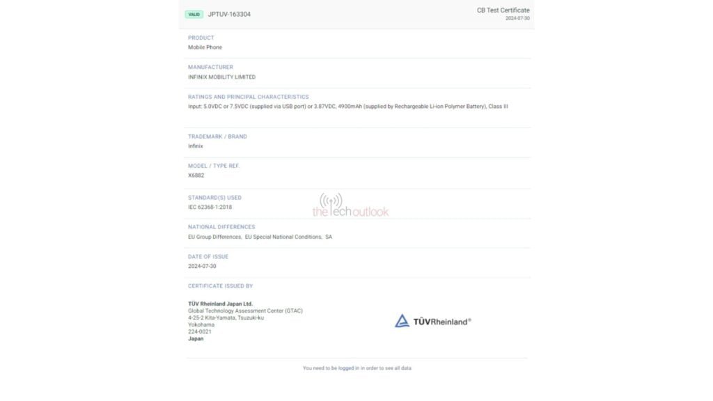 Infinix Hot 50 Spotted on Several Certifications 3 a certification from tuv rheinland japan of the infinix hot 50