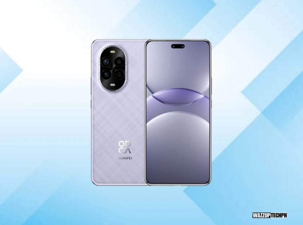 a smartphone Huawei Nova 13 Pro with oblong camera island and dual selfue camera