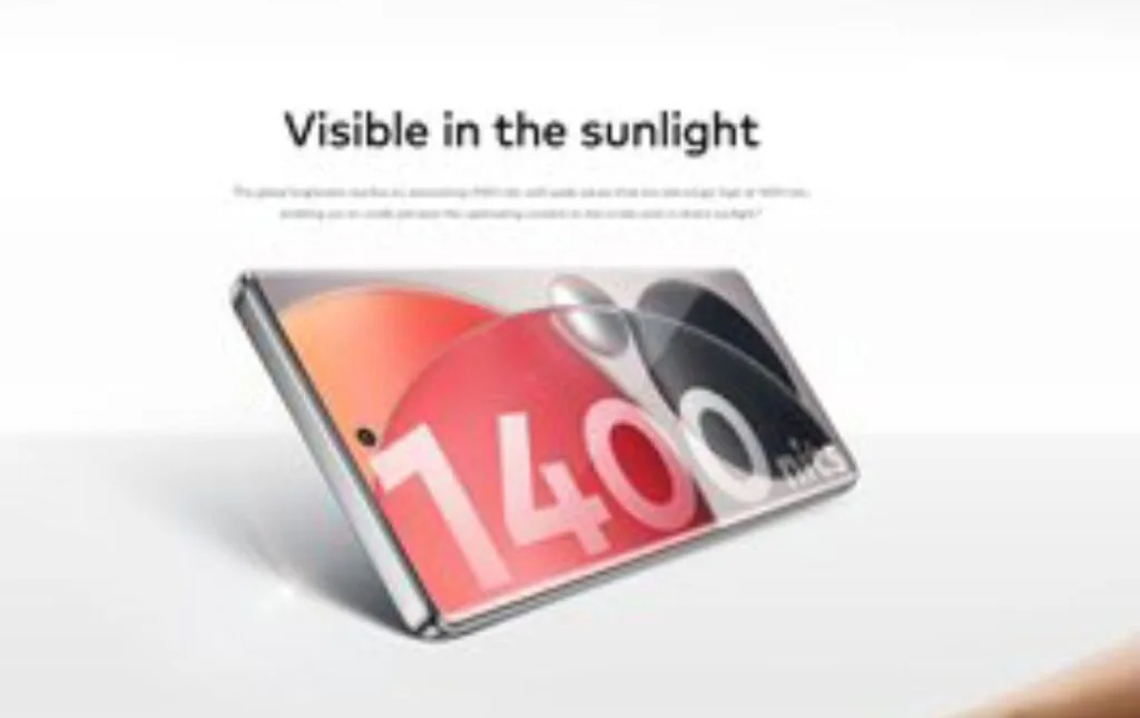 a smartphone indicate the peak brightness about 1400 nits