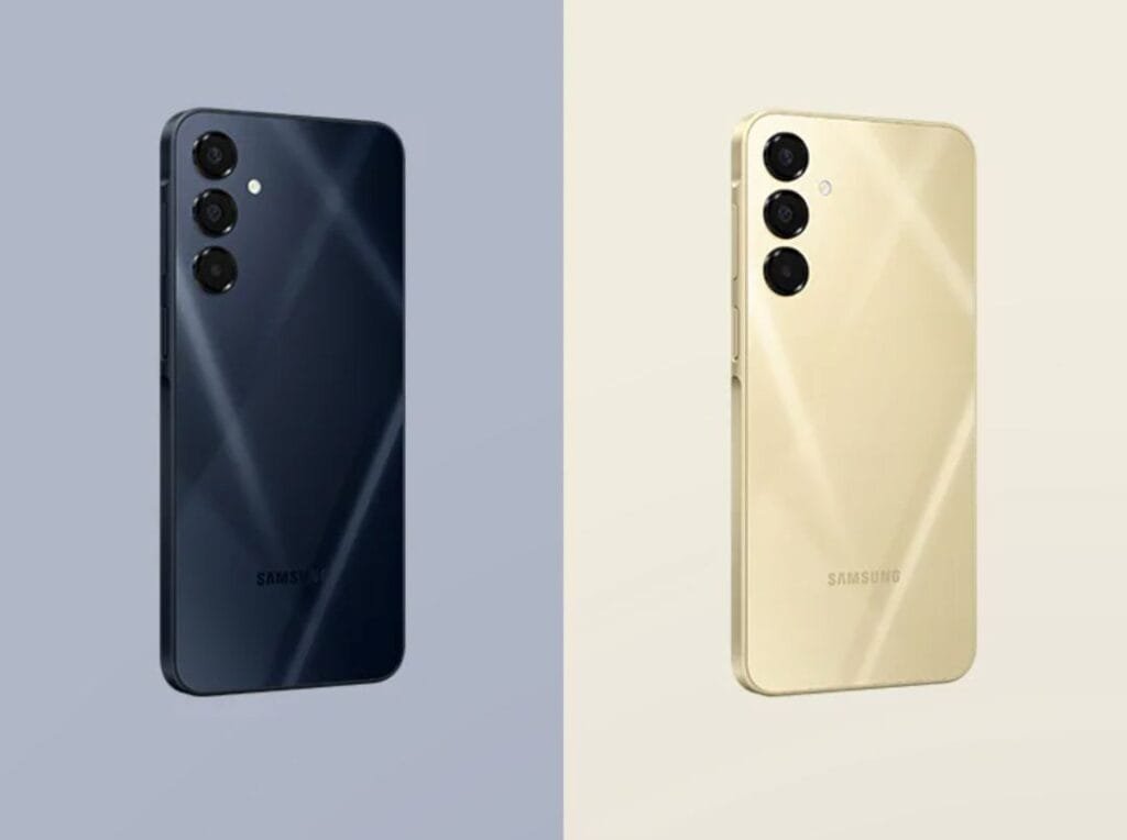 Samsung Galaxy A16 5G: Mediatek Dimensity 6300 and 6 Years of OS Updates 1 a two phones samaung galaxy a16 5g with black and turquoise color and vertical alignment triple camera.