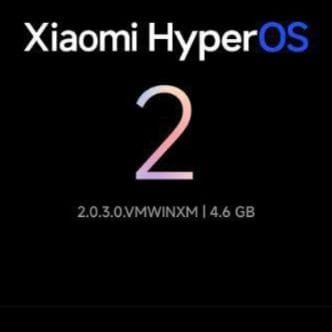 Screenshot of a Xiaomi phone displaying the HyperOS 2 update details: version 2.0.3.0.VMWINXM, size 4.6 GB.