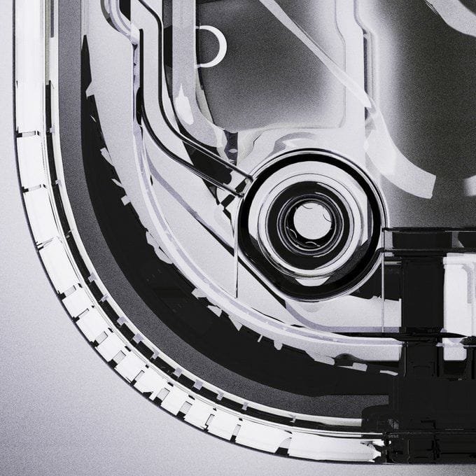 Nothing Phone 3a Series Will Be Manufactured in India 3 Close-up, black and white image highlighting the transparent back of the Nothing Phone 3a series. The image showcases the phone's internal components and circuitry, emphasizing the device's unique design aesthetic.