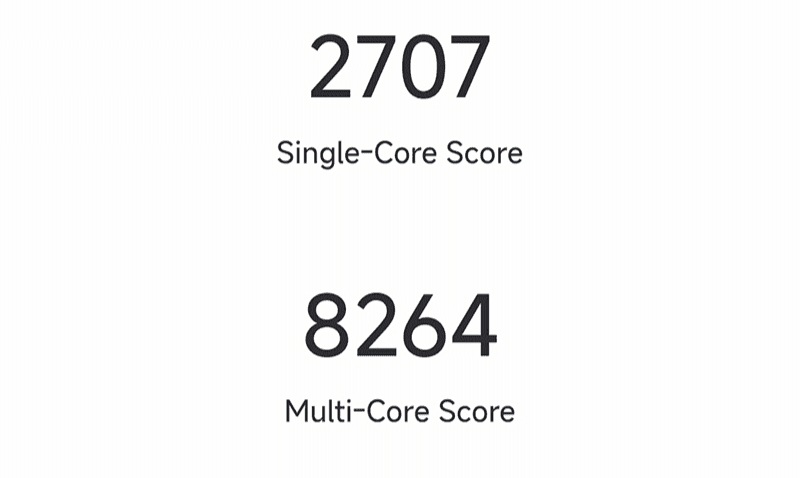 ‎A screenshot showing the Geekbench scores for the Poco F7 Ultra. The single-core score is 2707 and the multi-core score is 8264.