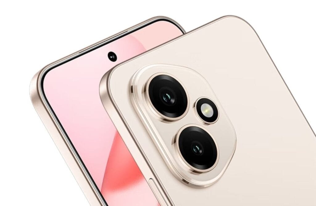 The Honor 400 smartphone in a Desert Gold color. The image highlights the phone's sleek design, flat edges, and prominent circular camera module featuring three lenses. A small front-facing camera is visible at the top of the phone's screen.