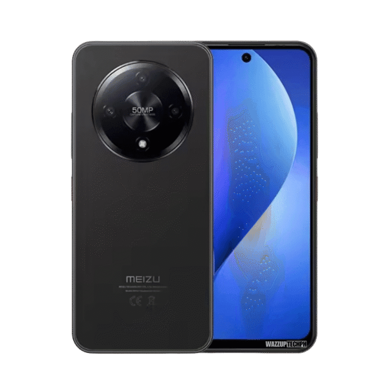 Black Meizu mBlu 22 Pro smartphone with a large circular camera module on the back featuring a 50MP main lens.